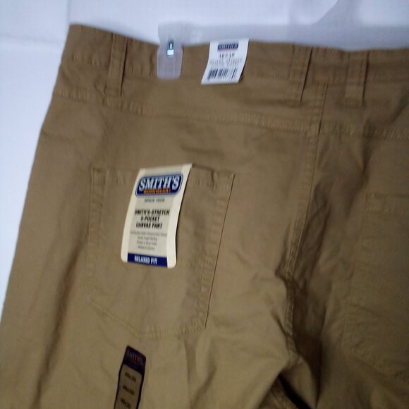 Smith's Workwear Pants Men 46 x 30 5 Pocket Canvas Relaxed Fit Khaki Tan - Picture 10 of 13